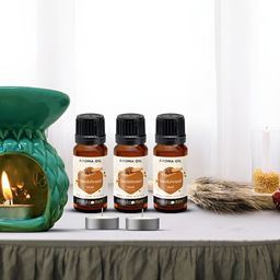 PEEPALCOMM 6Pcs Green Textured T- Light Candles Diffuser With Sandalwood Oils - 15 ml Each-image-82