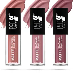 RED 4 Miss Perfect Set Of 3 Non Transfer Matte Liquid Lipstick 4 g Each Shade 210-211-212 image 3