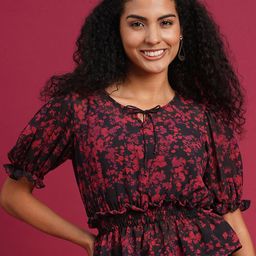 ANJIR Women Georgette Cinched Waist Top-image-4