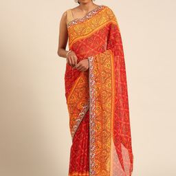 LeeliPeeri Designer Bandhani Gotta Patti Poly Georgette Bandhani Saree-image-98