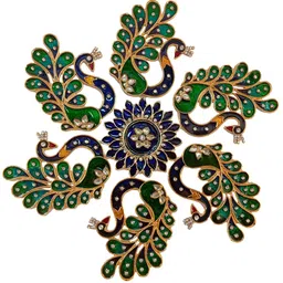 Kala Samarpan Green Meenakari Foldable Rangoli With Centerpiece-54