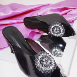 TRYME Women Embellished Peep Toe Block Sandals-image-2