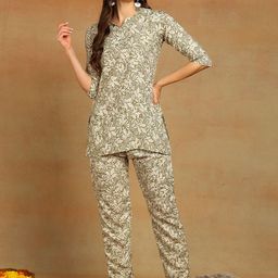 HIVA TRENDZ Notch Neck Printed Tunic with Trouser-image-88