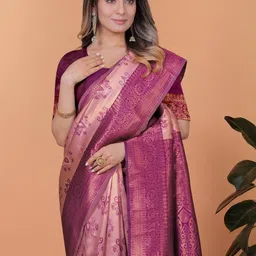 DIVASTRI Silk Blend Banarsi Woven Design Border Saree-picture-46