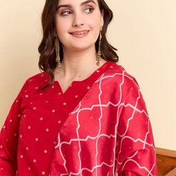 Anouk Rustic Geometric Printed Straight Kurta With Trouser And Dupatta image 5