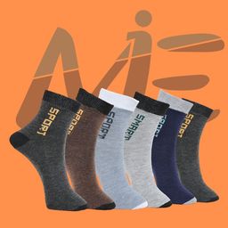 MJE Pack Of 6 Patterned Cotton Ankle Length Socks-picture-30
