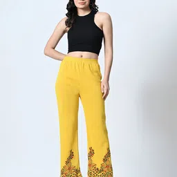 BAESD Women Floral Printed Knitted Palazzos-image-67