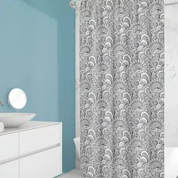 ArtzFolio Grey & White Printed Waterproof Shower Curtain-image-58