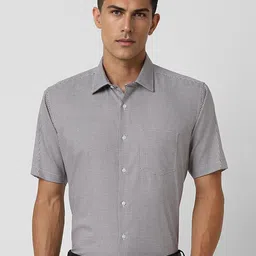 Van Heusen Men Spread Collar Micro Checked Cotton Formal Shirt-image-80