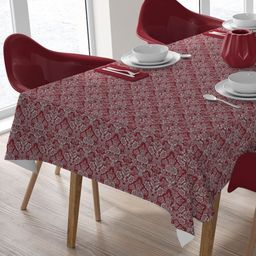 HOME COLORS.IN Red Ethnic Motifs Cotton 8-Seater Table Cover-image-46