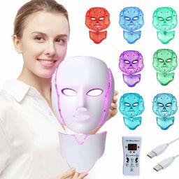 ACUPRESSUREMART LED Face Mask Light Therapy & Neck Care - 7 Color Skin Rejuvenation Therapy For Facial Skin Care Anti Aging Skin Tightening Wrinkles Toning Mask Massager-image-27