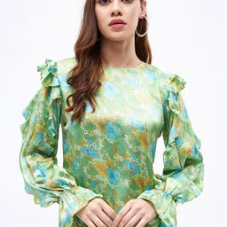 JUNE & HARRY Floral Print Slit Sleeve Satin Top-picture-39