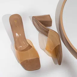 Inc 5 Women Transparent Open Toe Block Heel Sandals-17