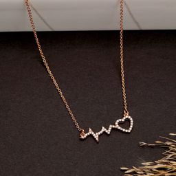 DressBerry Gold-Plated Solitaire CZ Studded Heart Shaped Minimal Pendant with Chain-11