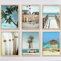 WALLLANE Brown 6 and more Piece Wood Abstract Wall Paintings-16