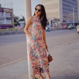 KALINI Floral Printed Round Neck A-Line Kurta With Palazzos-18