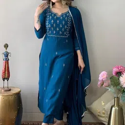 KALINI Women Embroidered Straight Kurta Set-29