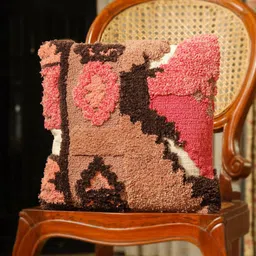 SANSKRUTIHOMES Pink & Black Embroidered Cotton Square Cushion Cover-image-33