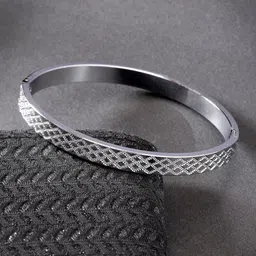 Anouk Men Silver-Plated Stainless Steel Kada Bracelet-image-53