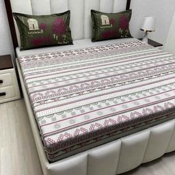 Pure Decor Lifestyle Green Printed Pure Cotton 240 TC King Bedsheet Sets - 2.74 m x 2.74 m-image-69