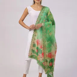 Kaizen TEXO FAB Printed Organza Dupatta with Sequinned-98