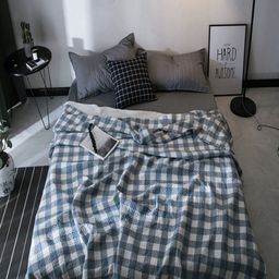 JC HOME Blue & White Checked AC Room 350 GSM Single Bed Quilt-image-29