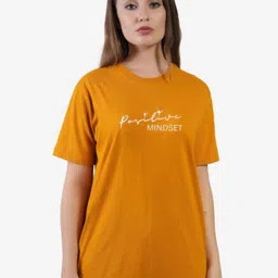 AgAtelier Women Typography Printed Round Neck Cotton Oversized T-shirt-picture-0