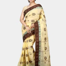Crochetin Woven Design Pure Cotton Ready to Wear Taant Saree-picture-23
