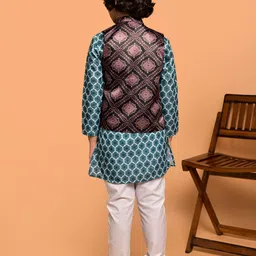 PRINTCULTR Boys Ethnic Motifs Printed Regular Kurta with Pyjamas image 4