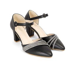 Truffle Collection Embellished Block Sandals with Buckles-image-65