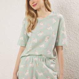 Trendyol Printed Pure Cotton Night suit-picture-6