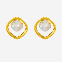Kushal's Fashion Jewellery Gold-Plated Zircon Square Shaped Studs Earrings-picture-6