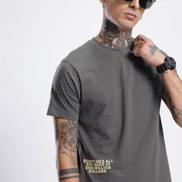 glitchez Men Printed Round Neck Pure Cotton Grey T-Shirt-picture-47