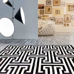 dazzhome Black & White Hair On Leather Chevron Hand Woven 4X6ft Carpet-picture-23
