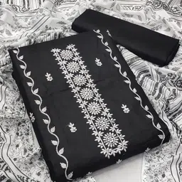 LADY SHOPI Embroidered Pure Cotton Unstitched Dress Material-image-39