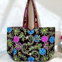 Sutliyan Floral Embellished Shopper Tote Bag-image-95