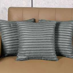 Saral Home Grey Set of 3 Striped Square Cushion Covers-image-88