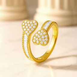 Rubans 18K Gold-Plated Cubic Zirconia-Studded Adjustable Finger Ring-picture-16