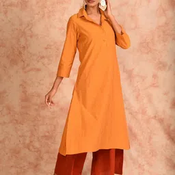JHALAKK BY LAALZARI Women Mustard Kurtas-image-6