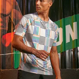 CS LIFE Men Geometric Printed Round Neck T-shirt-image-78