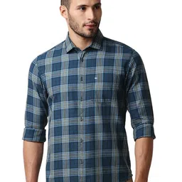 Basics Men Relaxed Fit Spread Collar Tartan Checked Cotton Casual Shirt-image-89