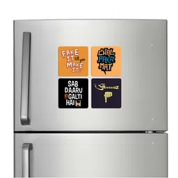 ARTBUG 4-Pcs Black & Blue Printed Fridge Magnets-11
