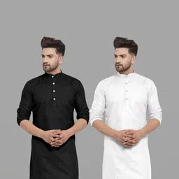 VS MALL Men White Kurtas-53