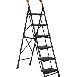 Parasnath Black Power-Coated Strong & Anti-Skid Foldable 6-Step Ladder-32
