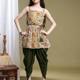 CurlyTales Floral Print Georgette Fit & Flare Dress-image-21