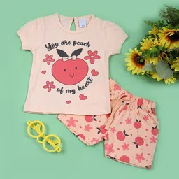 V-Mart Girls Printed Round Neck Pure Cotton Top With Shorts-picture-30