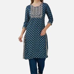 Charitra Women Floral Printed Regular Kurta with Trousers-image-66