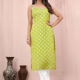 STYLE SAMSARA Women Bandhani Printed Regular Mirror Work Kurti with Trousers-picture-6