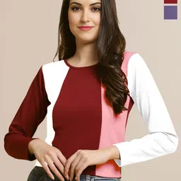 Mast & Harbour Women Pack of 2 Casual Regular Sleeves Solid Women MulticolorTop-image-72
