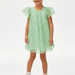 Marks & Spencer Floral Print Flutter Sleeve A-Line Dress-image-27